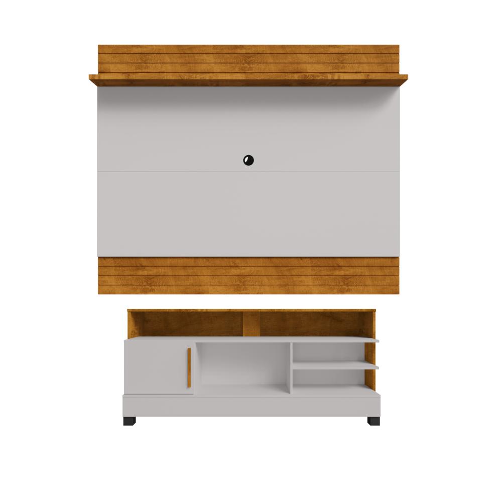 Conjunto Painel e Rack Bolonha Naturalle Off White