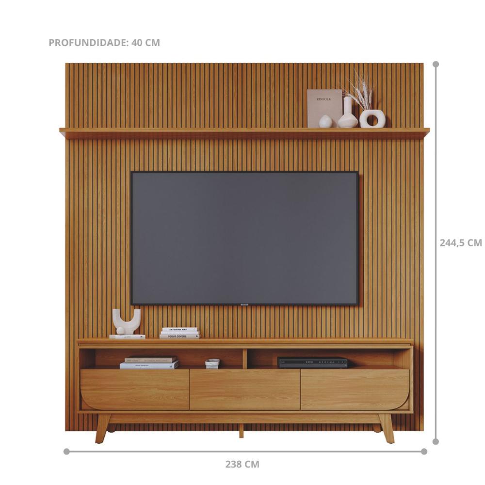 Conjunto Painel e Rack Coimbra Cumaru