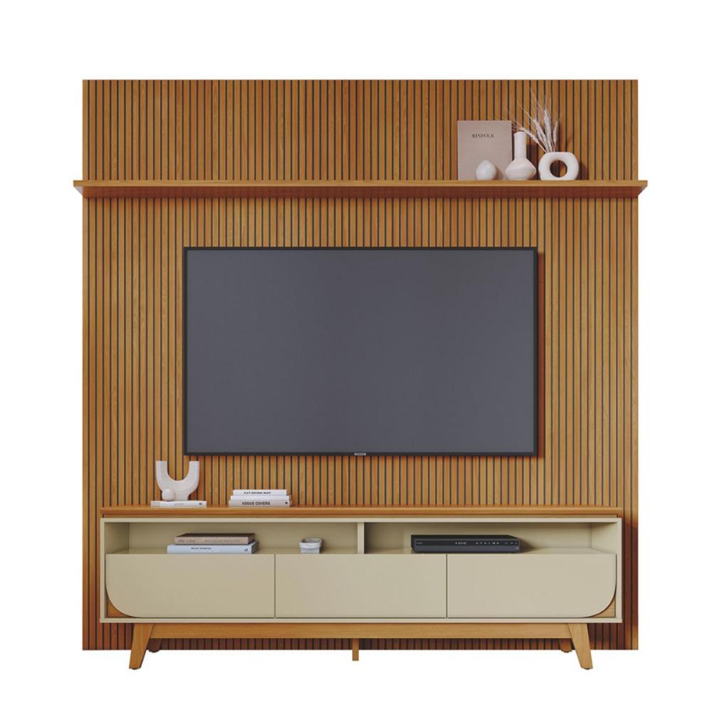 Conjunto Painel e Rack Coimbra Cumaru Opala