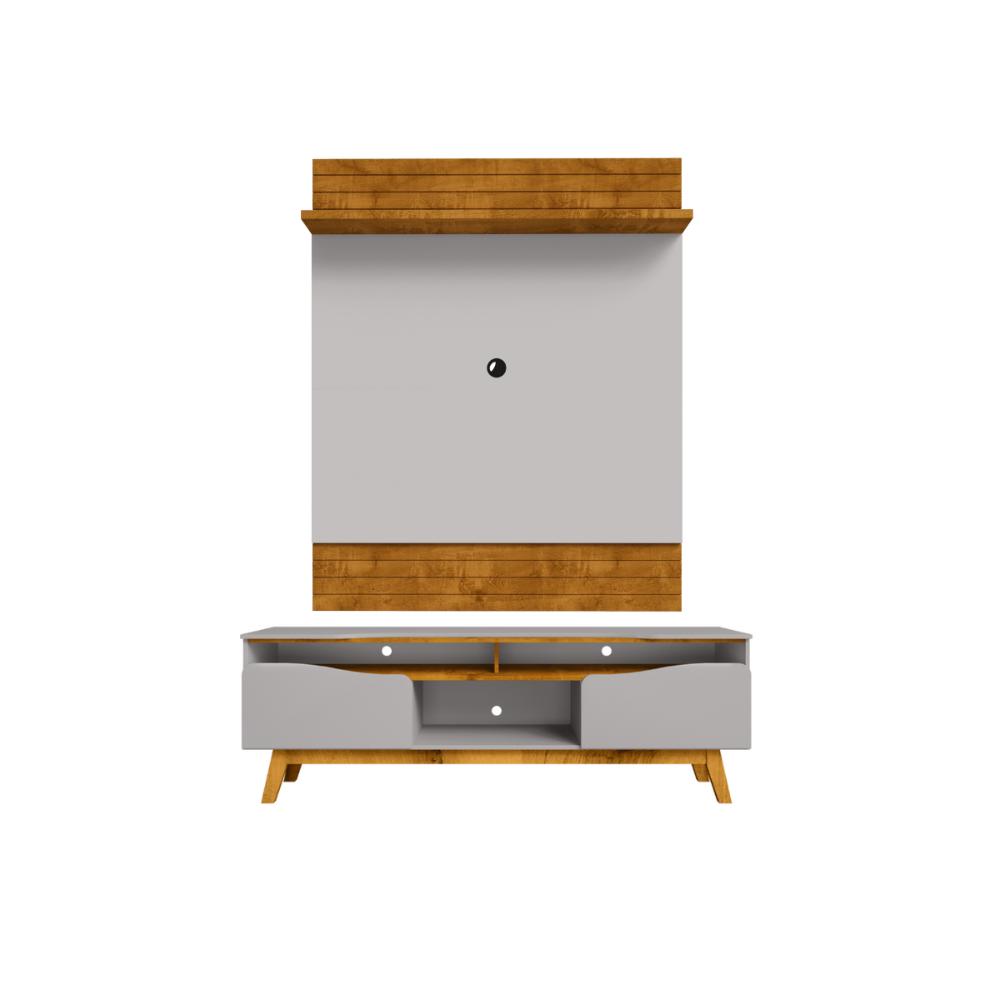 Conjunto Painel e Rack Draven Naturalle Off White