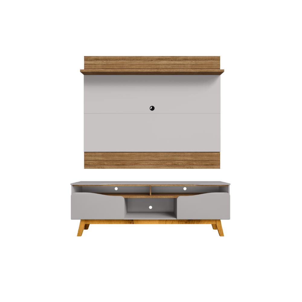 Conjunto Painel e Rack Dublin Naturalle Off White