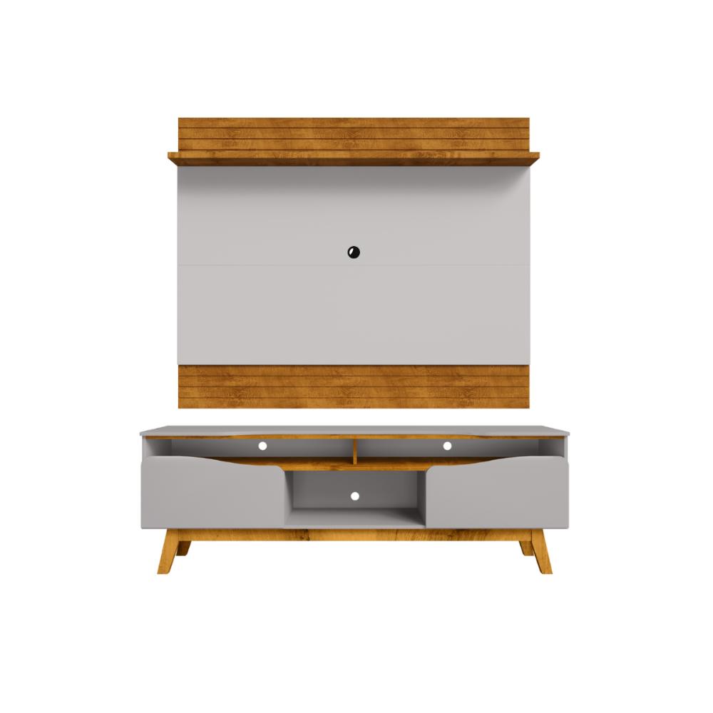 Conjunto Painel e Rack Dublin Naturalle Off White