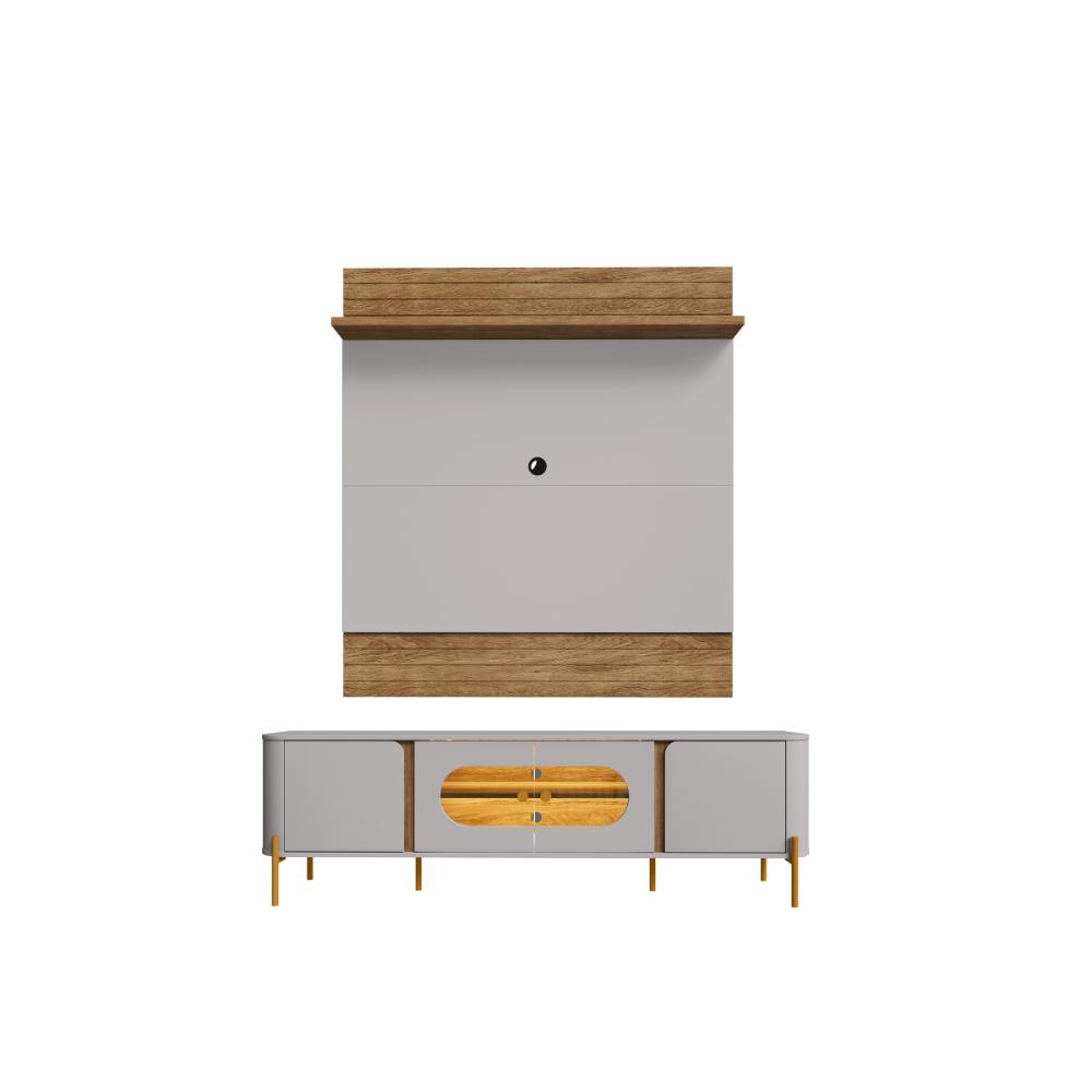 Conjunto Painel e Rack Elizabete Cinamomo Off White
