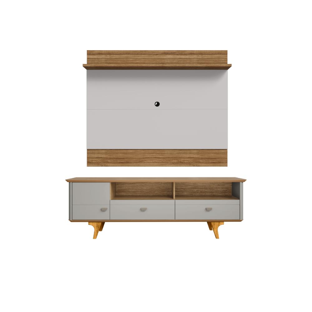 Conjunto Painel e Rack Evans Naturalle Off White