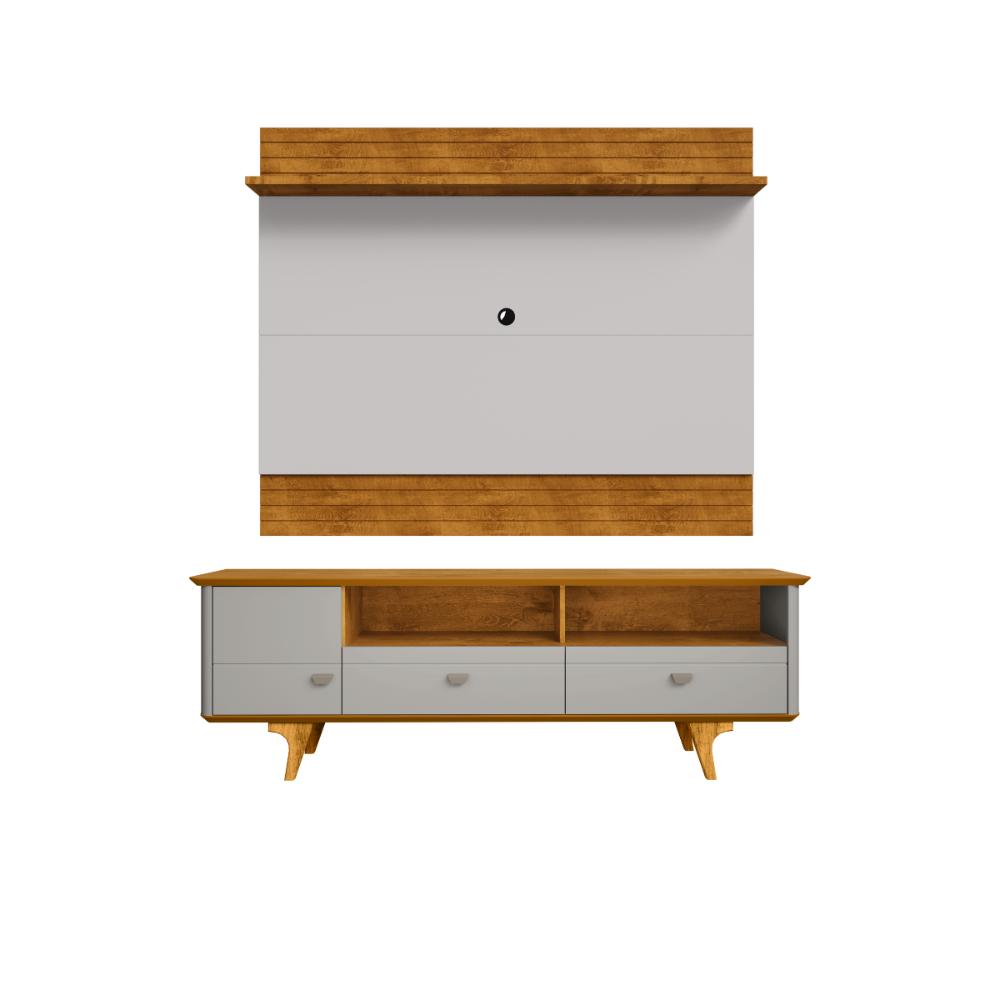 Conjunto Painel e Rack Evans Naturalle Off White
