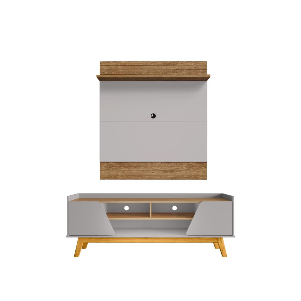 Conjunto Painel e Rack Gardênia Cinamomo Off White