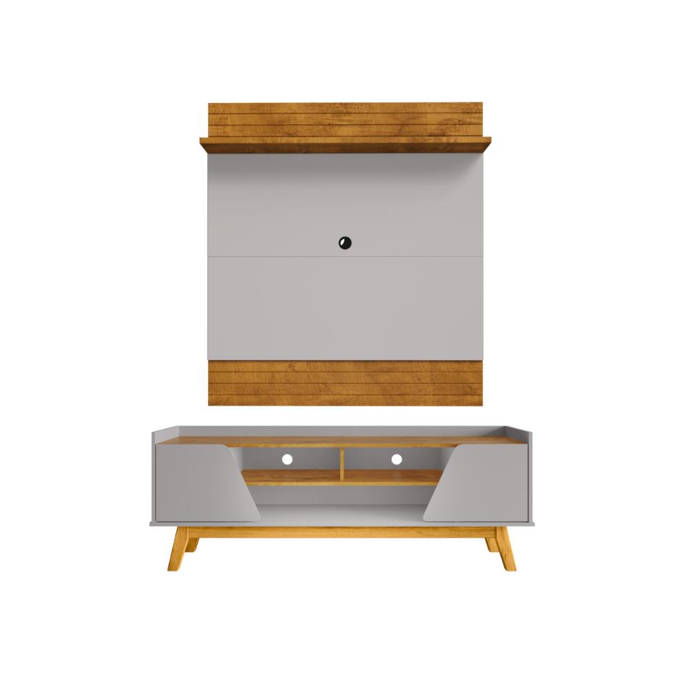 Conjunto Painel e Rack Gardênia Naturalle Off White