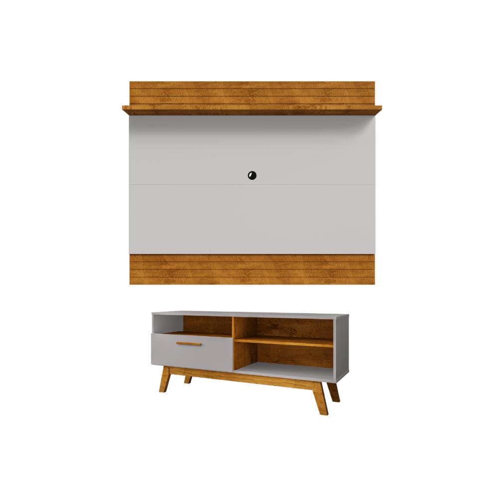 Conjunto Painel e Rack Hawkings Naturalle Off White