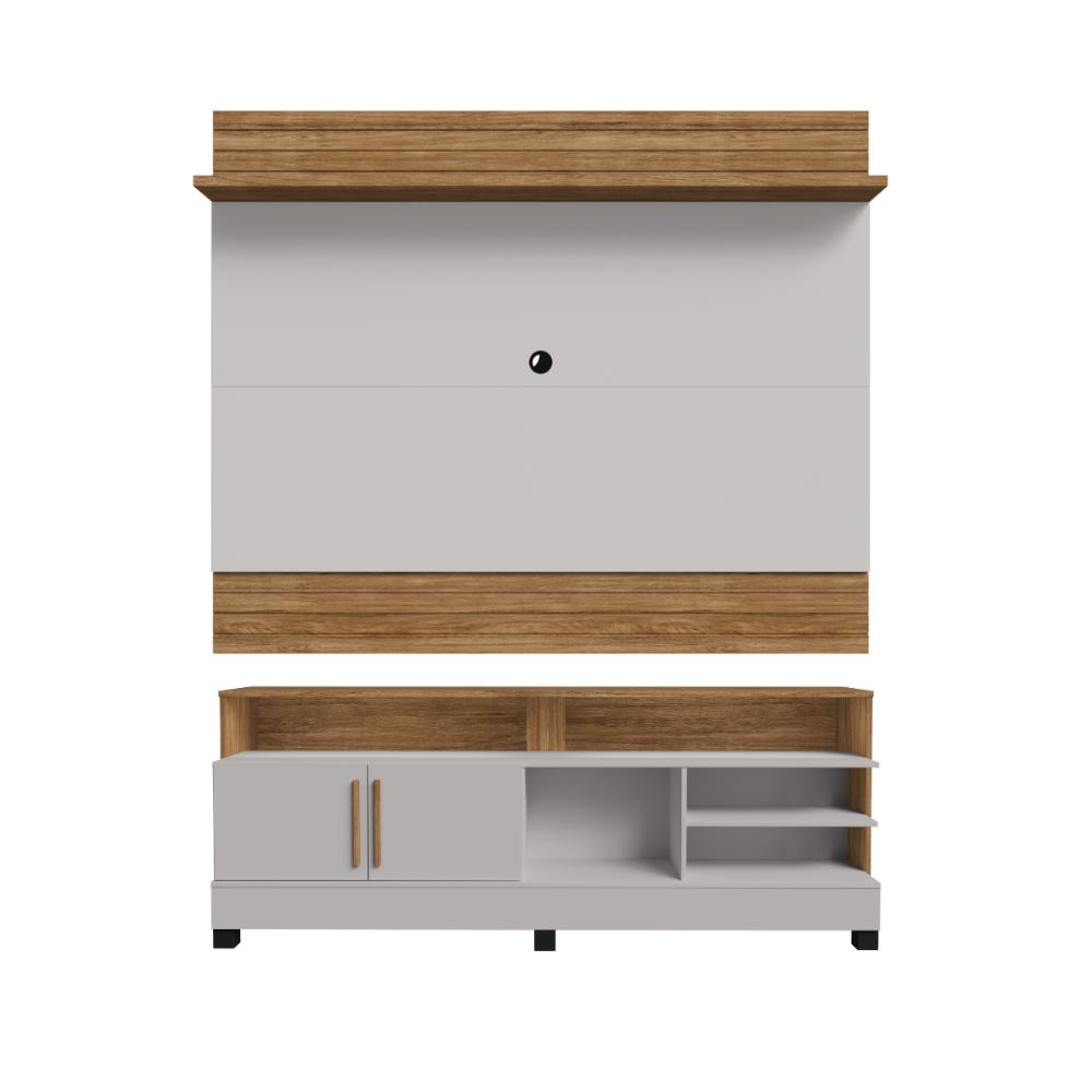 Conjunto Painel e Rack Paris Cinamomo Off White