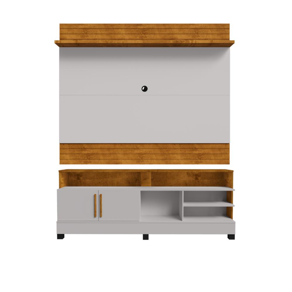 Conjunto Painel e Rack Paris Naturalle Off White