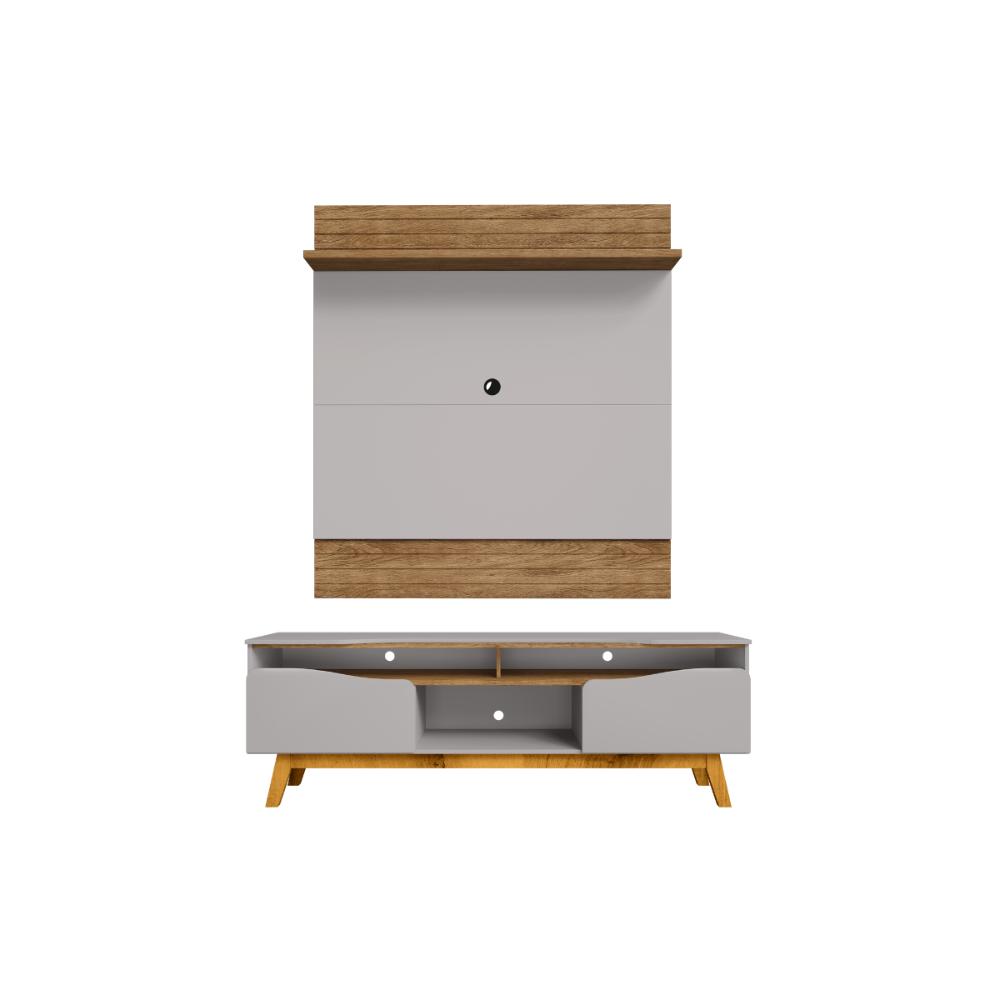 Conjunto Painel e Rack Pindorama Cinamomo Off White