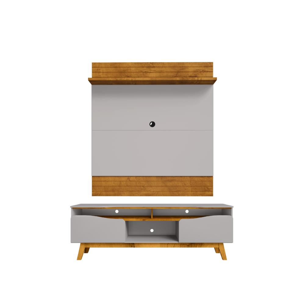 Conjunto Painel e Rack Pindorama Naturalle Off White