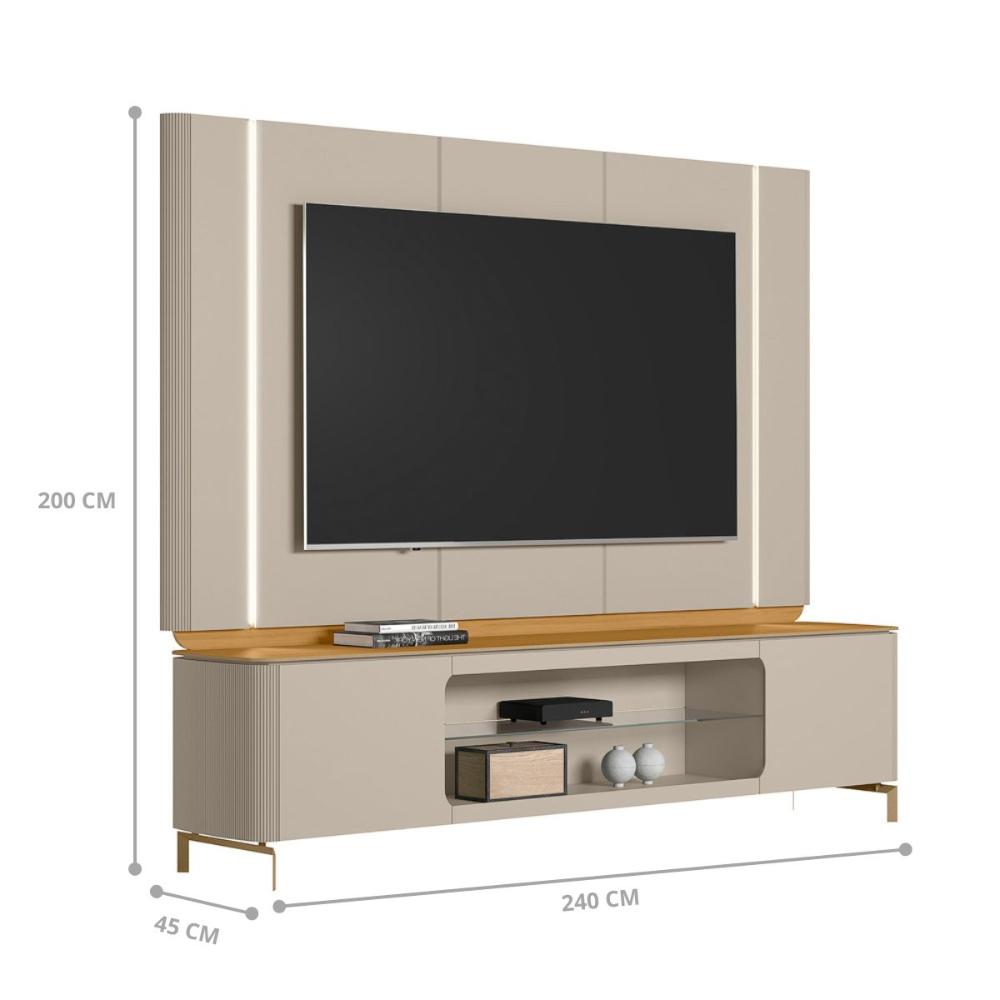 Conjunto Painel e Rack Quebec Tauari Off White