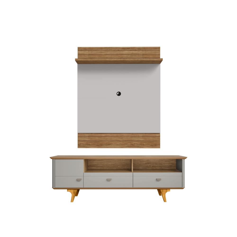 Conjunto Painel e Rack Romeu Cinamomo Off White