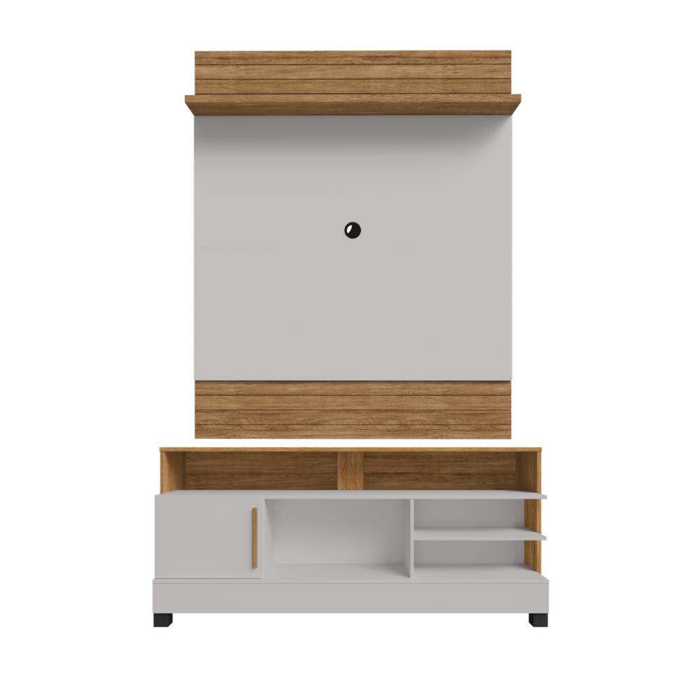 Conjunto Painel e Rack Salzburg Cinamomo Off White