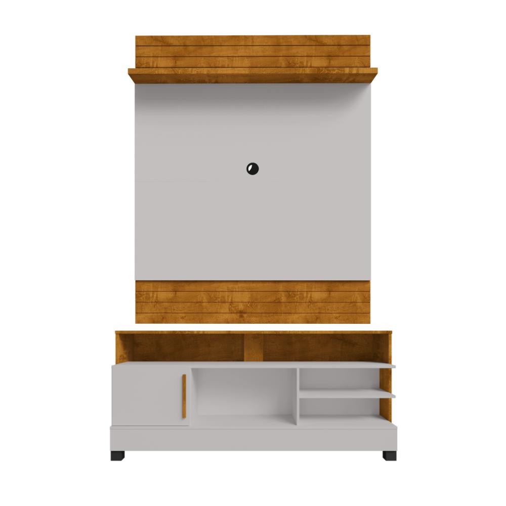 Conjunto Painel e Rack Salzburg Naturalle Off White