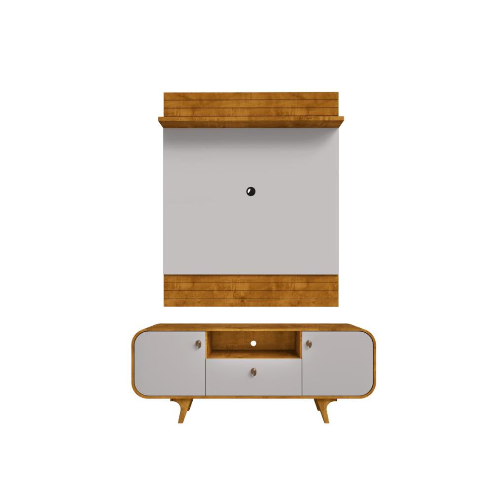 Conjunto Painel e Rack Springfield Naturalle Off White