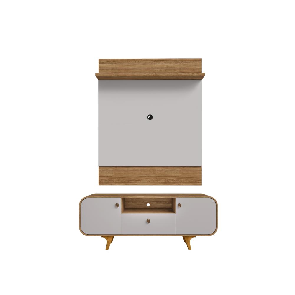 Conjunto Painel e Rack Springfield Naturalle Off White