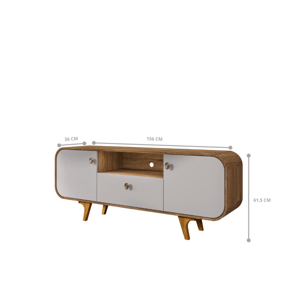 Conjunto Painel e Rack Springfield Naturalle Off White