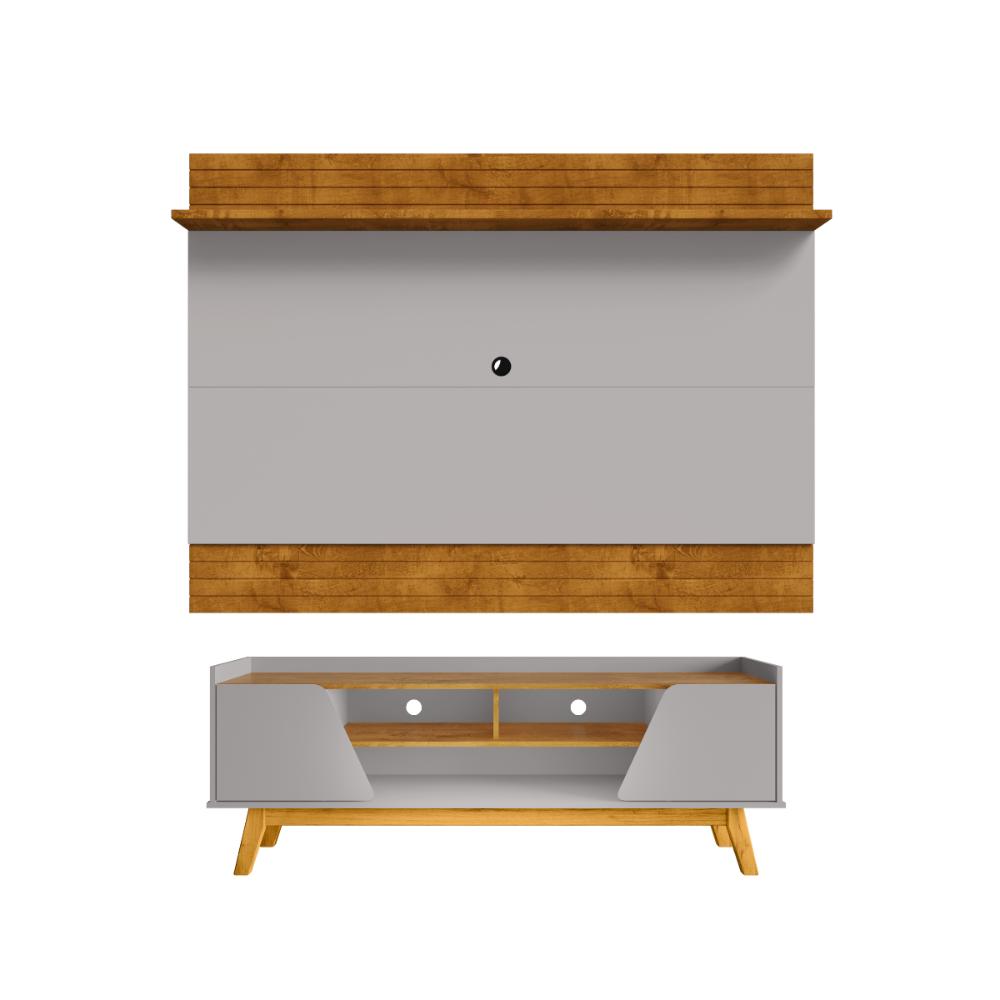 Conjunto Painel e Rack Sui Naturalle Off White