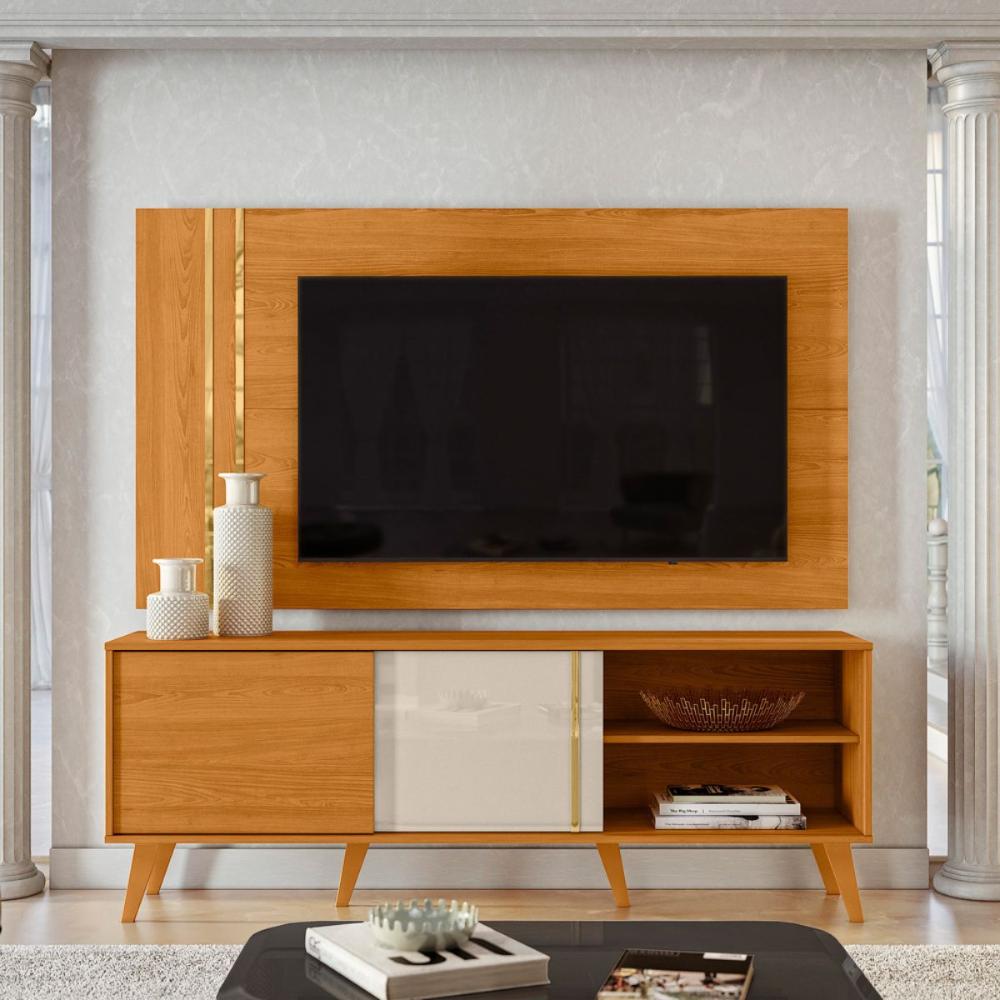 Conjunto Painel e Rack Terminus Cinamomo Off White