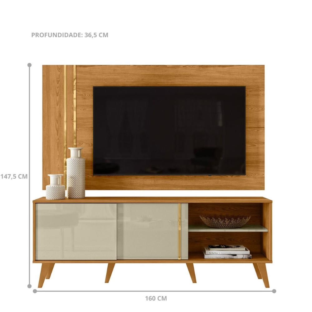 Conjunto Painel e Rack Terminus Cumaru Opala