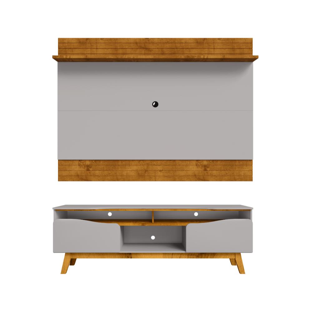 Conjunto Painel e Rack Ymir Naturalle Off White