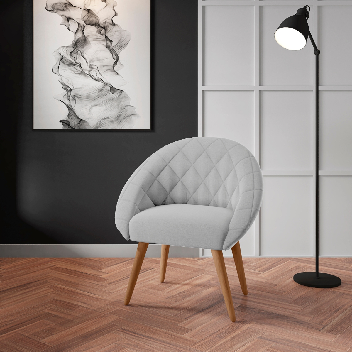 Conjunto Poltrona Decorativa Maricá Linha Cinza