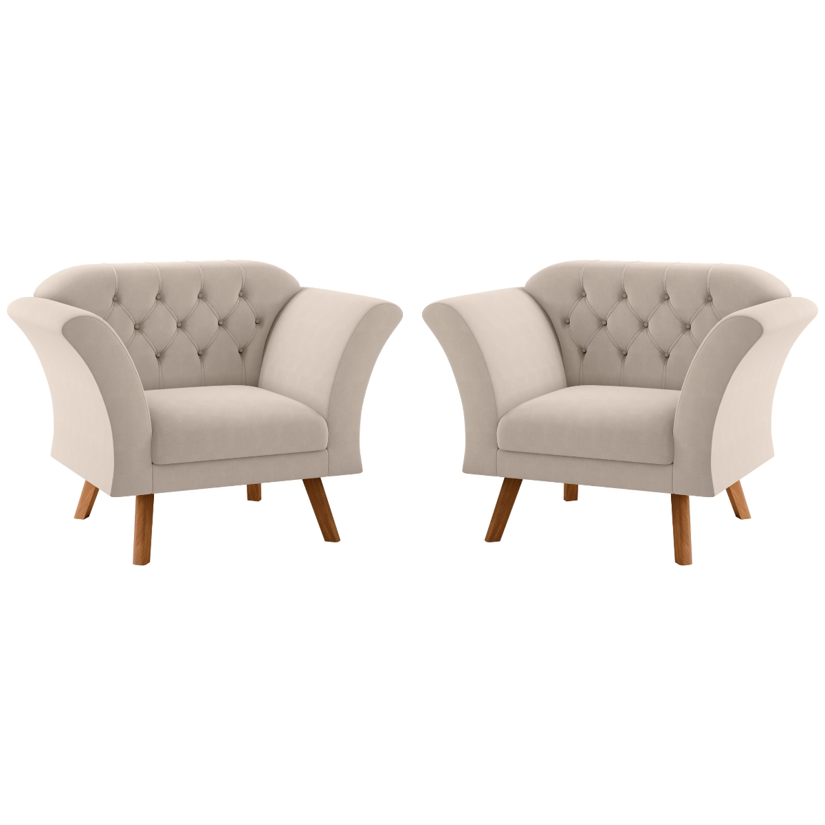 Conjunto Poltrona Decorativa Roseira Inca Areia