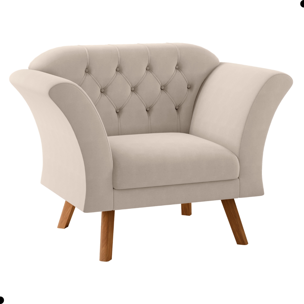Conjunto Poltrona Decorativa Roseira Inca Areia