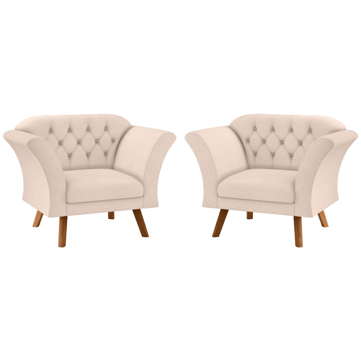 Conjunto Poltrona Decorativa Roseira Linha Bege