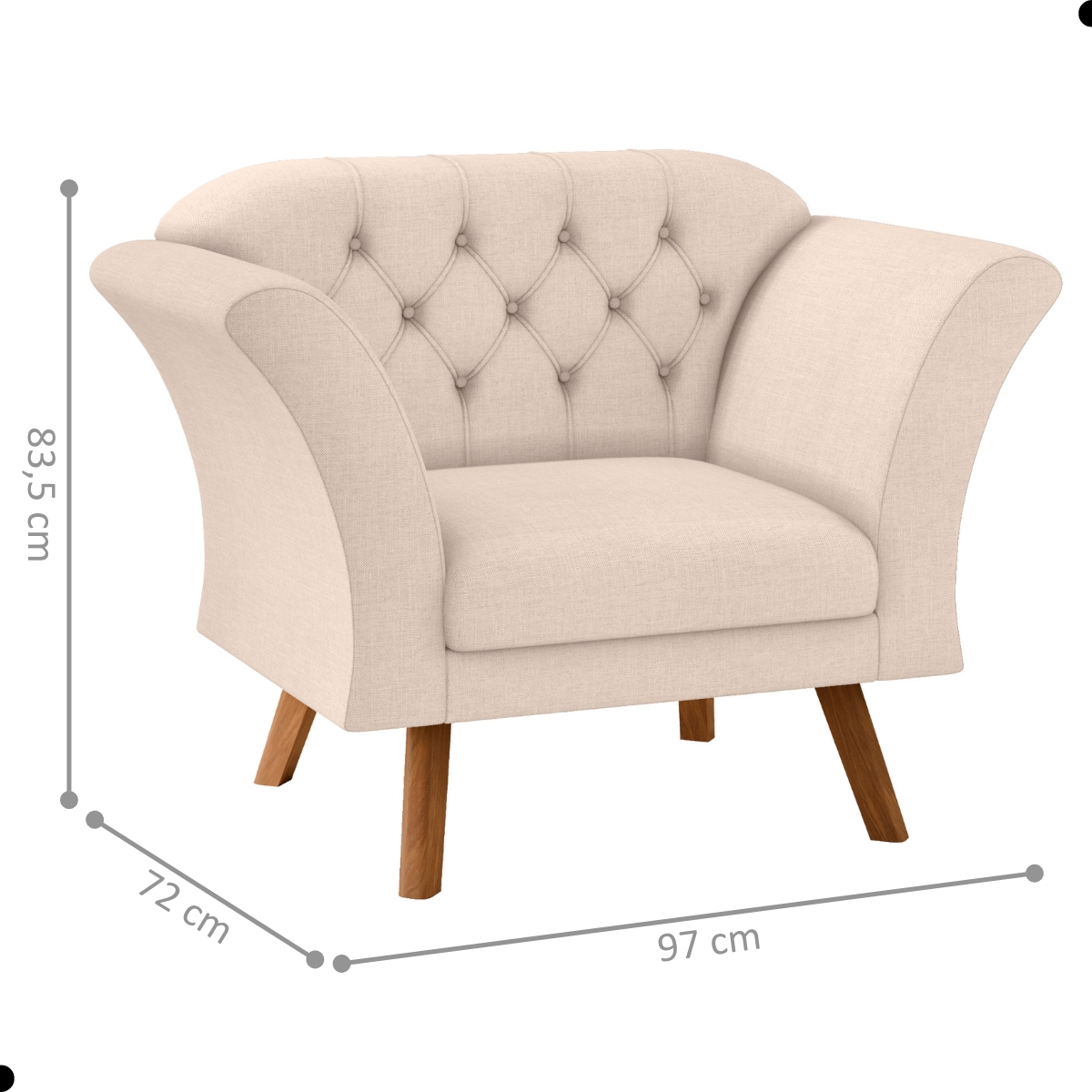 Conjunto Poltrona Decorativa Roseira Linha Bege