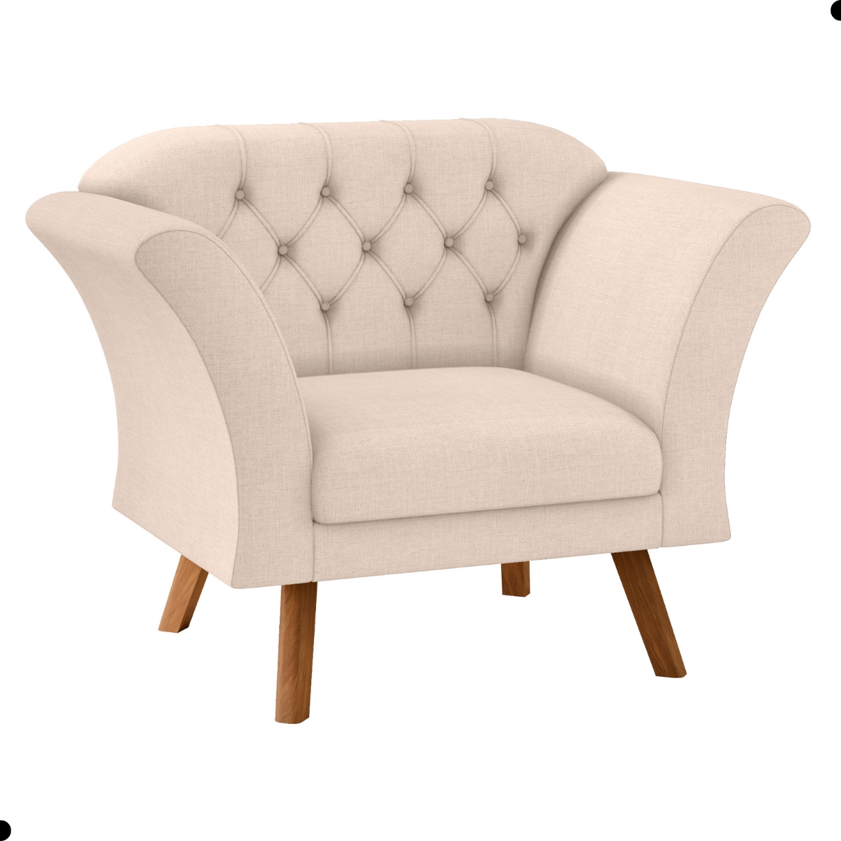 Conjunto Poltrona Decorativa Roseira Linha Bege