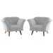 Conjunto Poltrona Decorativa Roseira Linha Cinza