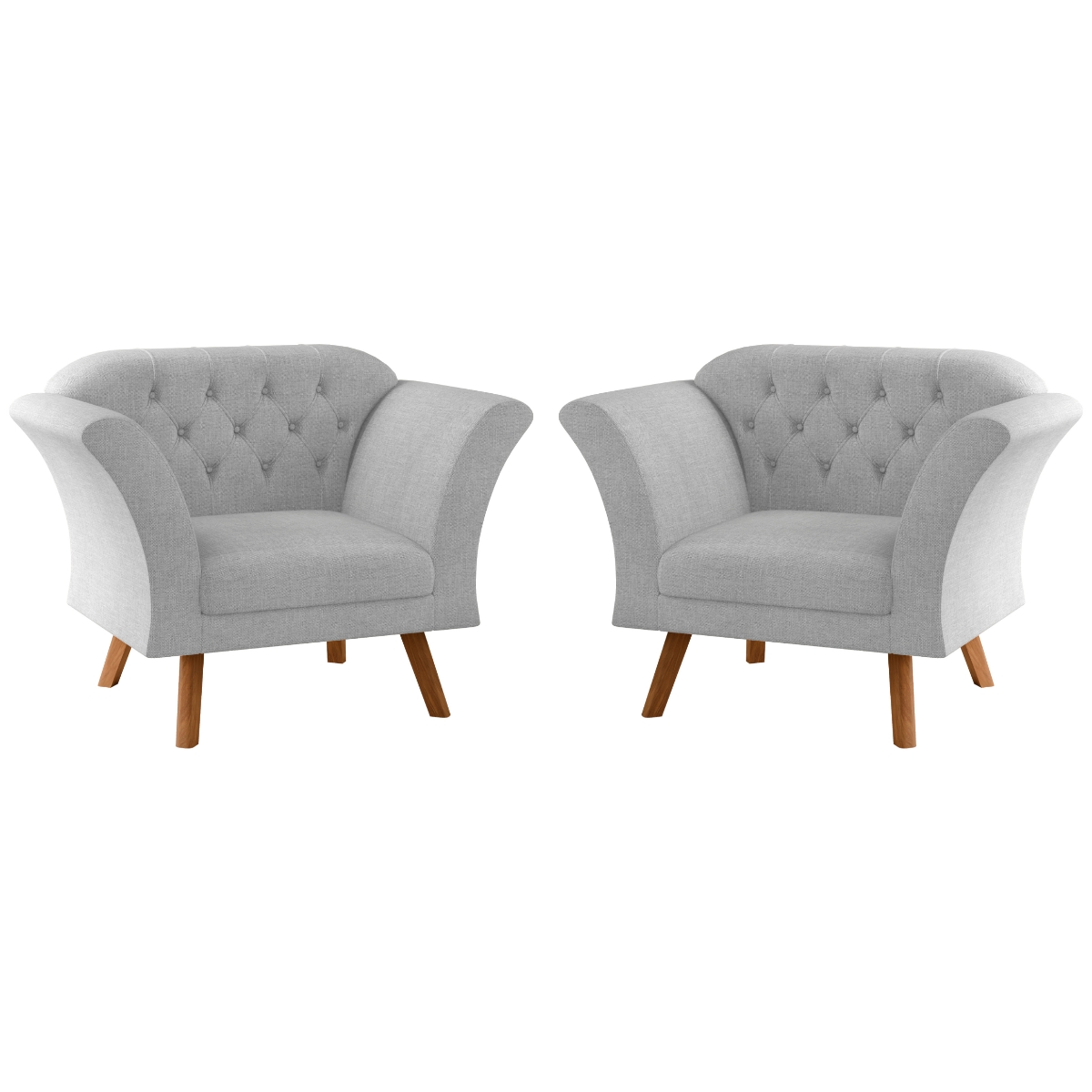Conjunto Poltrona Decorativa Roseira Linha Cinza