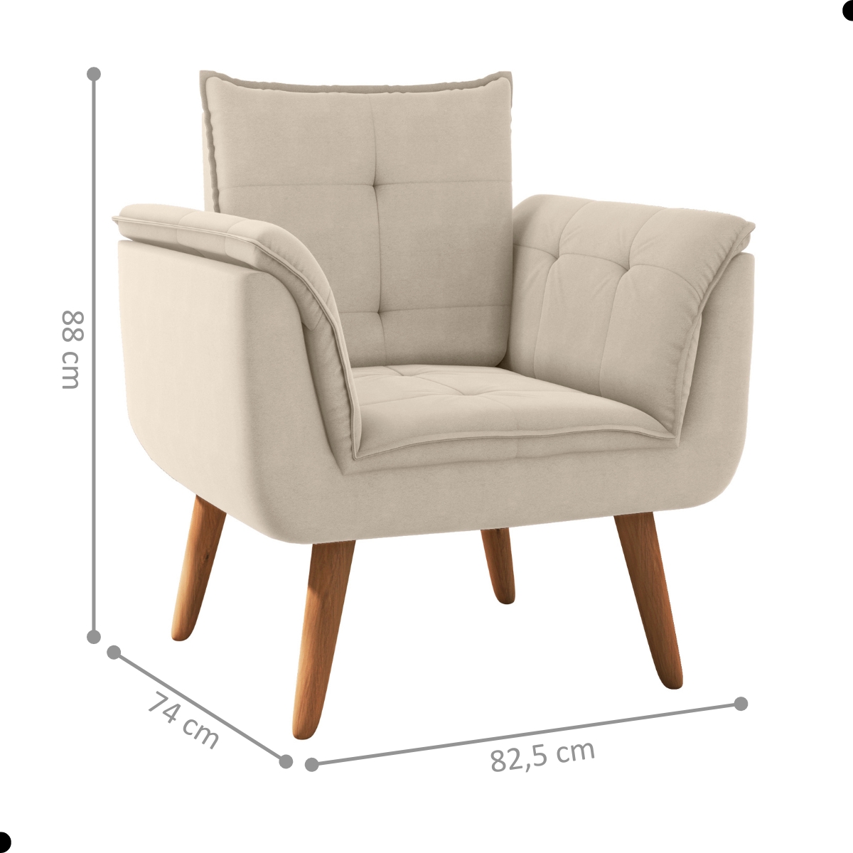 Conjunto Poltrona para Sala de Recepção Silveiras Inca Areia