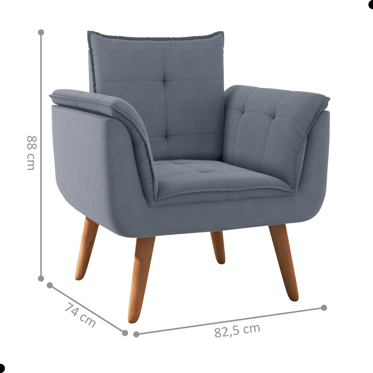 Conjunto Poltrona para Sala de Recepção Silveiras Inca Chumbo