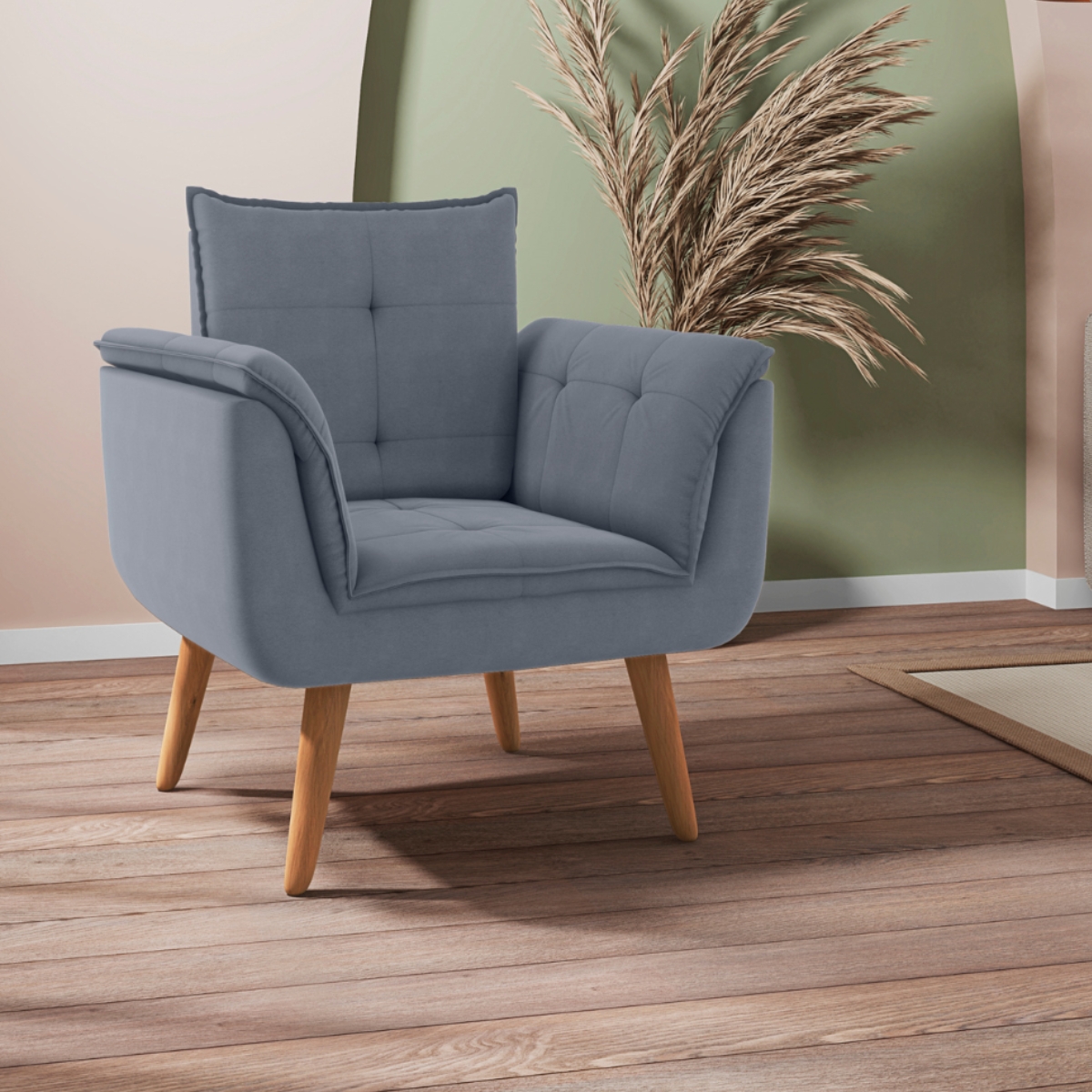 Conjunto Poltrona para Sala de Recepção Silveiras Inca Chumbo