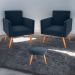 Conjunto Poltronas e Puff Anari Veludo Azul