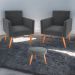 Conjunto Poltronas e Puff Anari Veludo Cinza