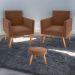 Conjunto Poltronas e Puff Anari Veludo Ferrugem