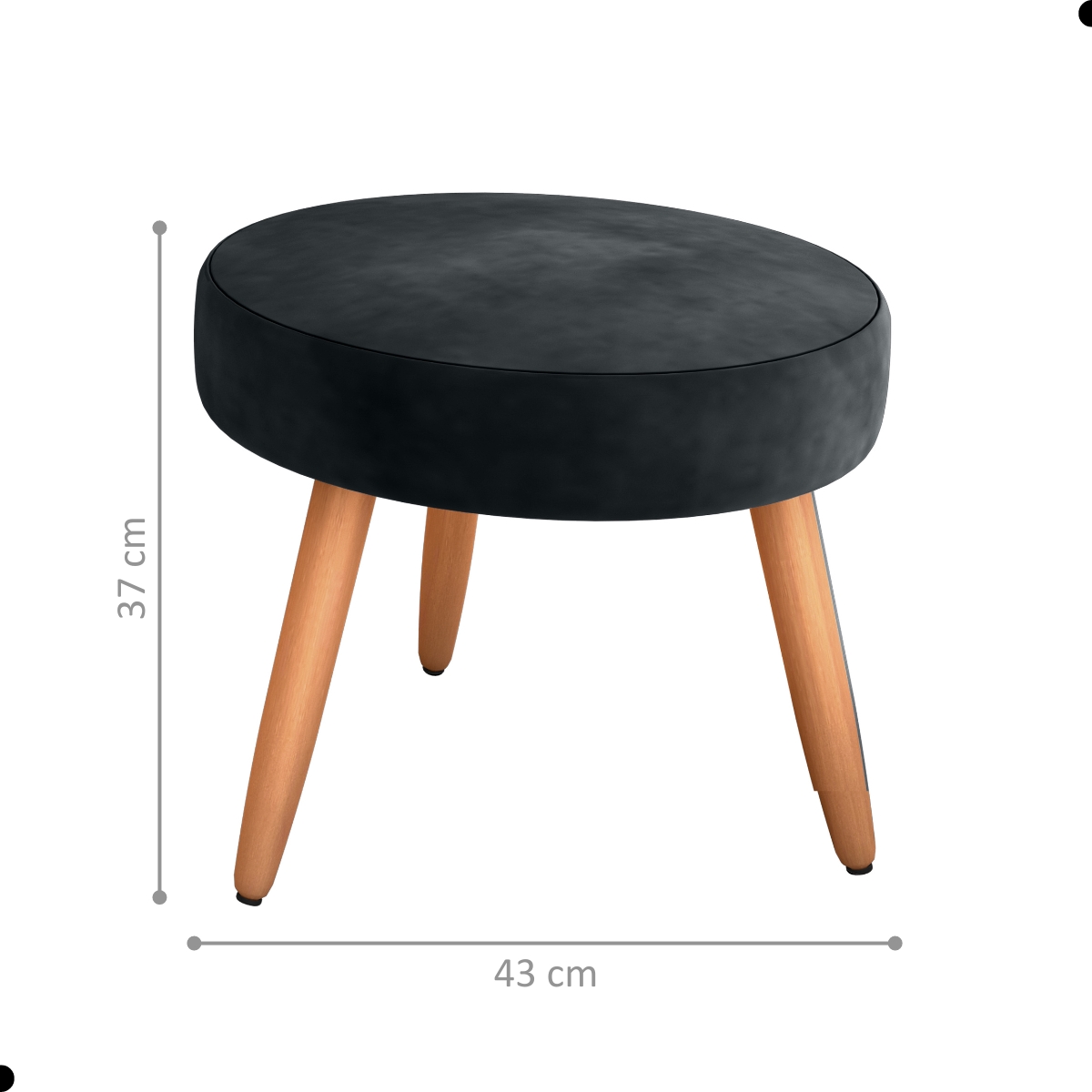 Conjunto Poltronas e Puff Anari Veludo Inca Preto