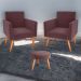 Conjunto Poltronas e Puff Anari Veludo Rosê