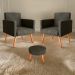 Conjunto Poltronas e Puff Anari Veludo Turkey Marrom