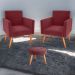 Conjunto Poltronas e Puff Anari Veludo Vinho