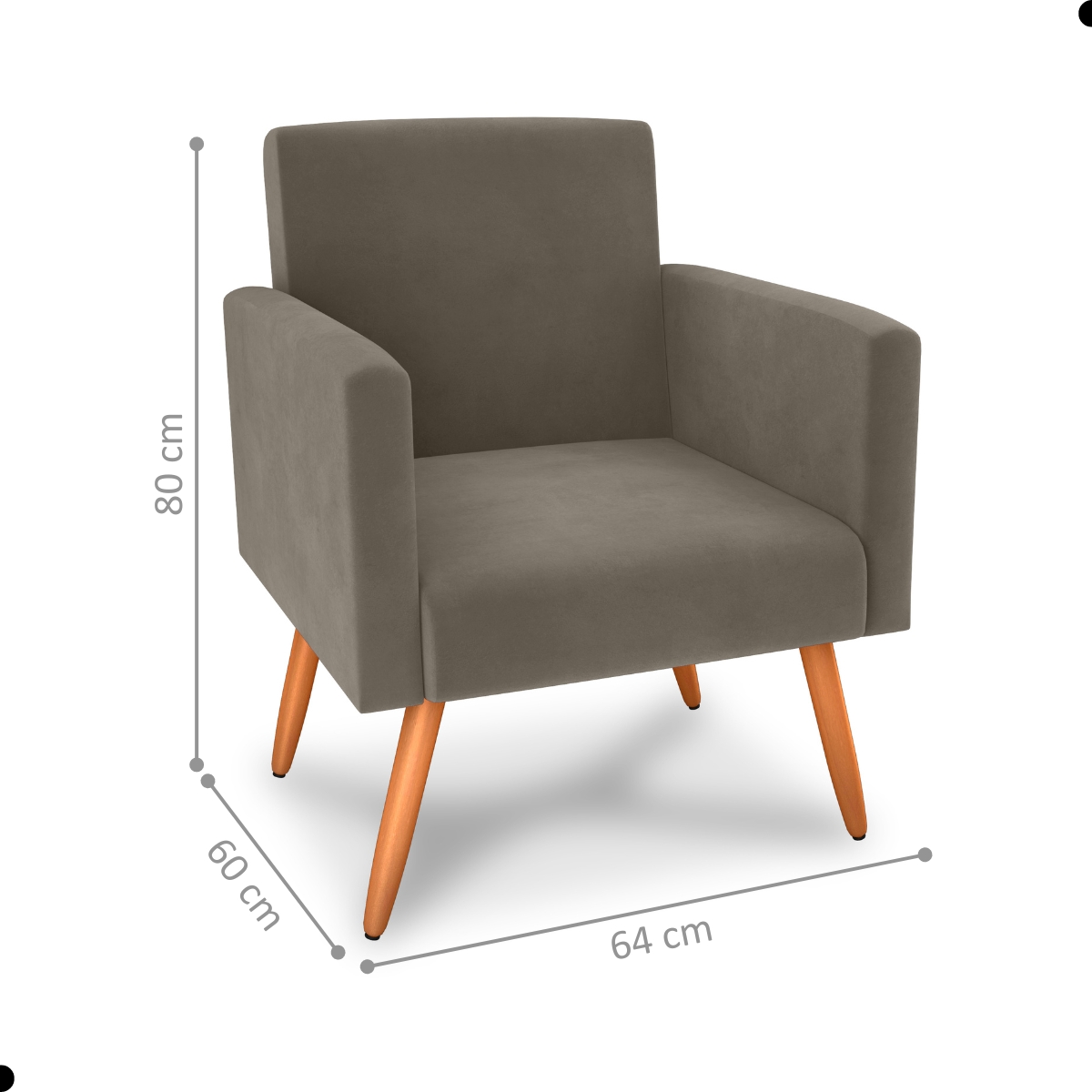 Conjunto Poltronas e Puff Iara Veludo Cappuccino