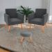 Conjunto Poltronas e Puff Iara Veludo Cinza