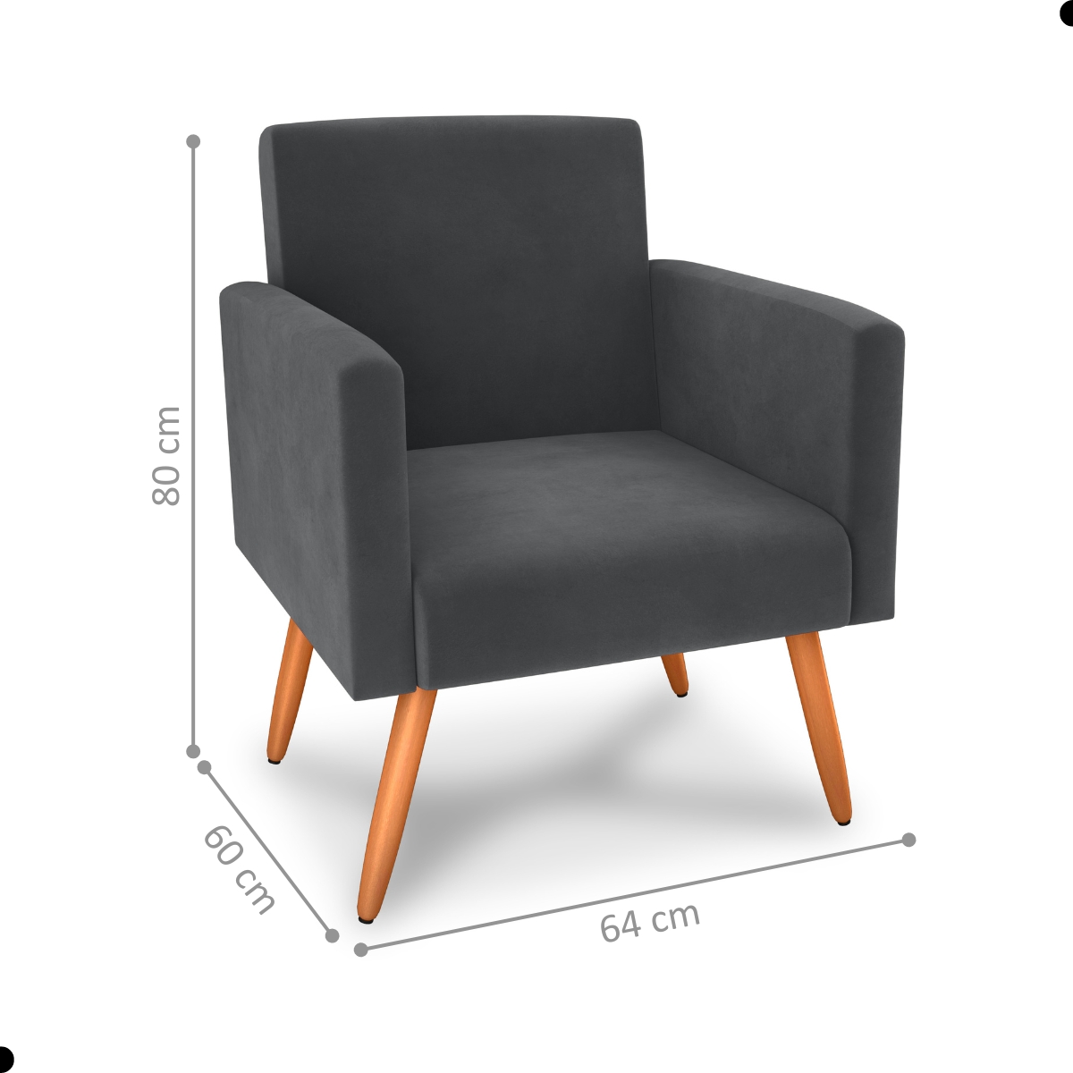 Conjunto Poltronas e Puff Iara Veludo Cinza