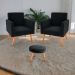 Conjunto Poltronas e Puff Iara Veludo Preto