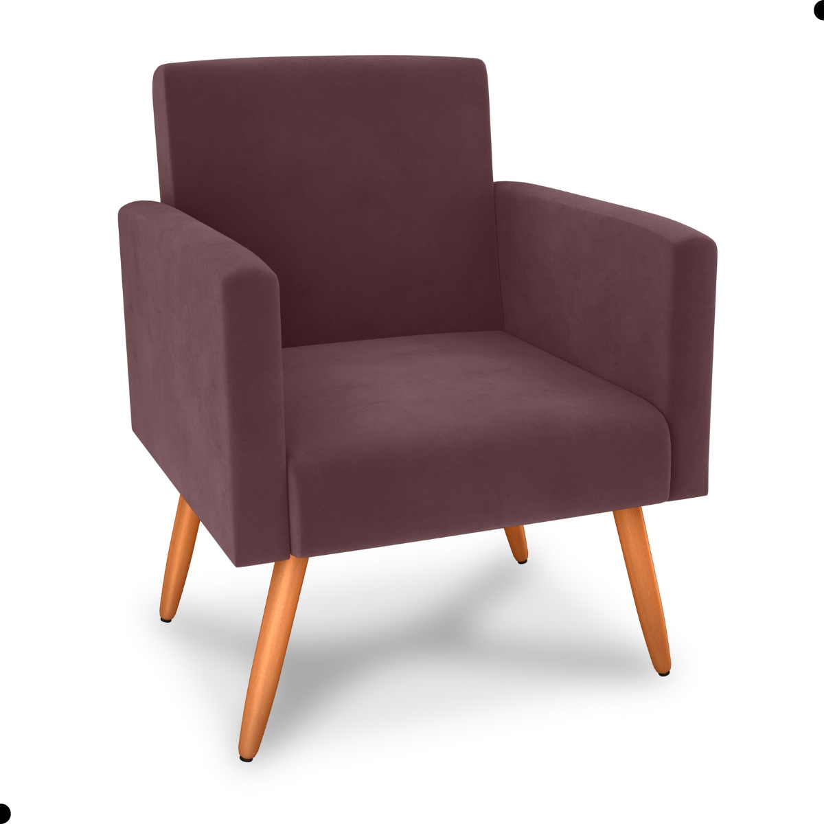 Conjunto Poltronas e Puff Iara Veludo Rosê